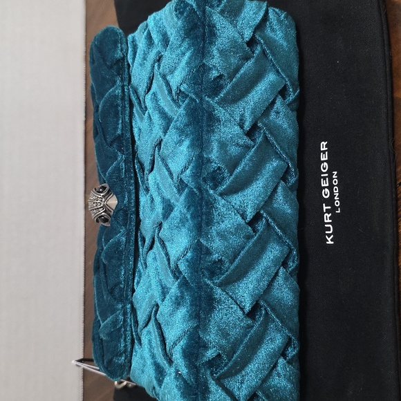 Kurt Geiger Teal Velvet Shoulder Bag - NWT - Picture 10 of 12